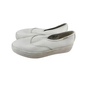 Keds Women's Women's White Leather Point Slip On Platform Shoes Size 7.5